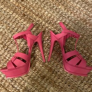 YSL tribute sandals in hot pink